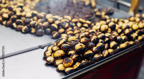 fried chestnuts turkish street food