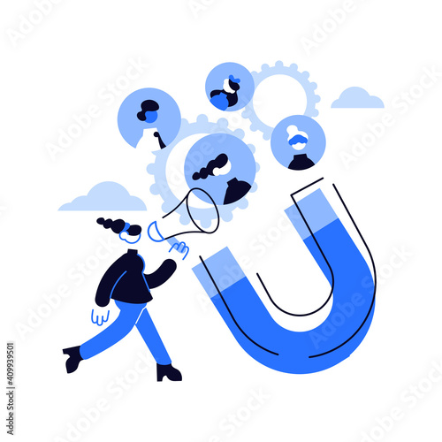 Find leads abstract concept vector illustration. Generate sales