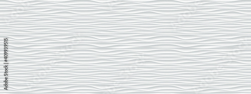 Wall texture wave pattern, white paper background, vector modern seamless abstract decor with surface ripples, geometric cover decoration design