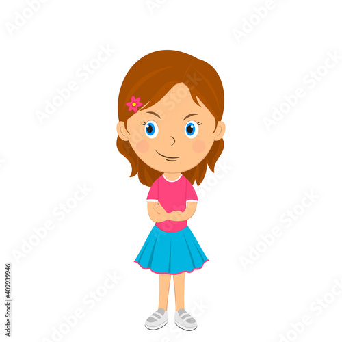 cute cartoon girl shows deceit