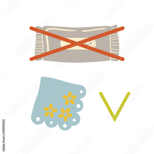 Minimalistic infographic vector illustration about choosing a handkerchief instead of disposable napkins.