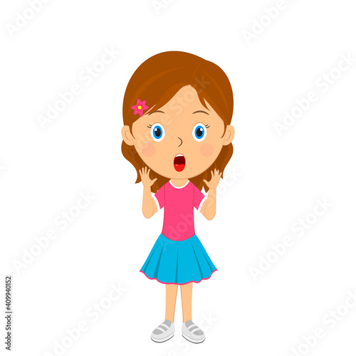 cute cartoon girl show surprise