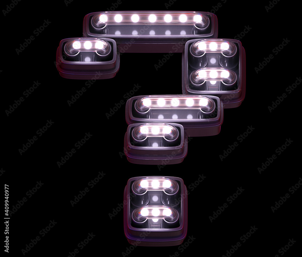 Led digital font. White light. Question symbol. Led digital font. White light. Question symbol.