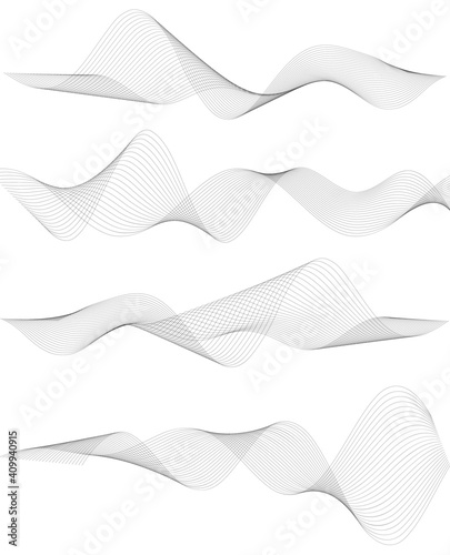 Wave of the many colored lines. Abstract wavy stripes on a white background isolated. Creative line art. Vector illustration EPS 10. Design elements created using the Blend Tool. Curved smooth tape