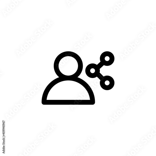 User share icon in outline style. Icon for user management.