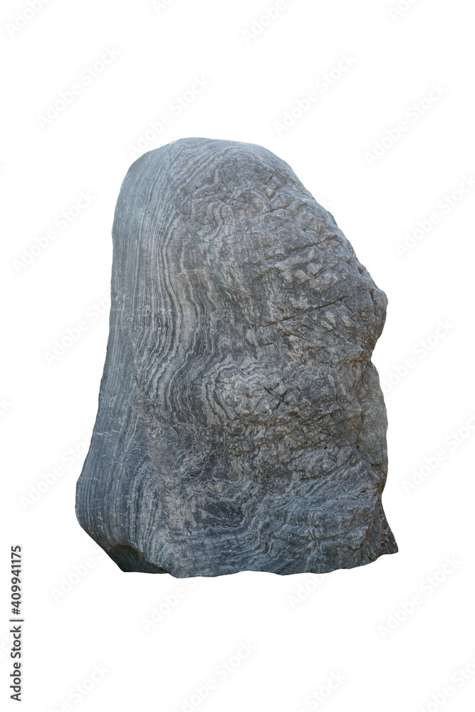Strange shaped gneiss rock isolated on white background. A big rock stone for garden decoration. Strange shaped gneiss rock isolated on white background. A big rock stone for garden decoration.