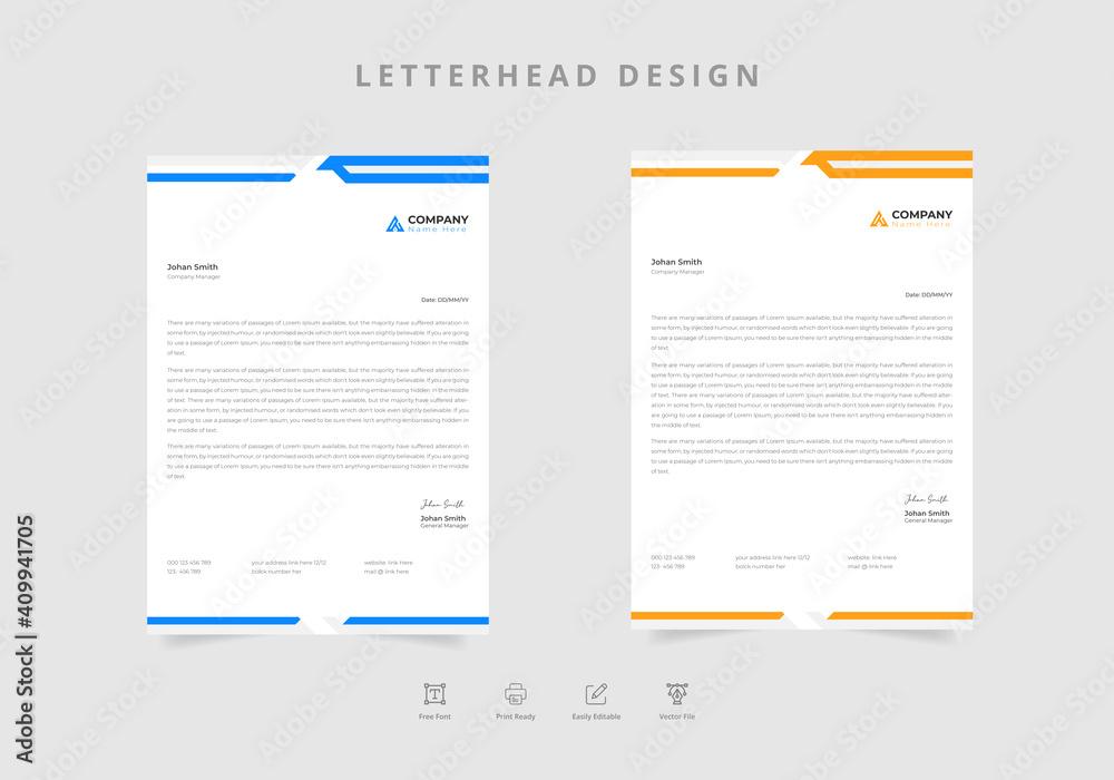 General business letterhead template Vector