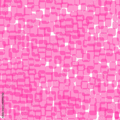 Abstract pink squares on white background. Seamless pattern with geometric print for wallpaper  web page  textures  card  postcard  faric  textile. Stylish ornament. Decorative vector illustration.