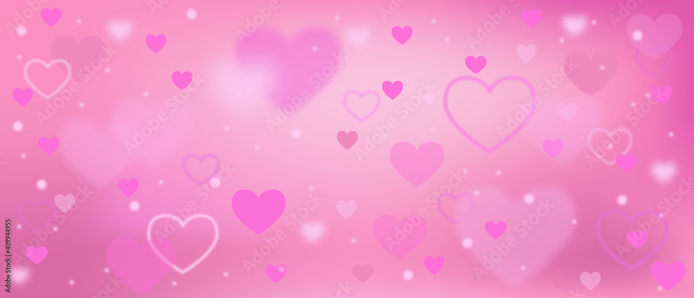Valentine's Day, February 14 festive pink background with hearts. Valentine's Day for advertising, social and fashion advertising. Place for text. Illustration.