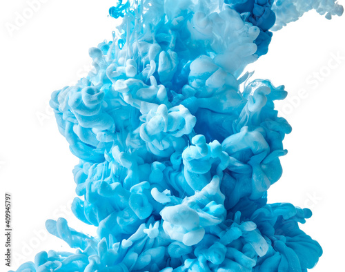 Blue paint splash over white background