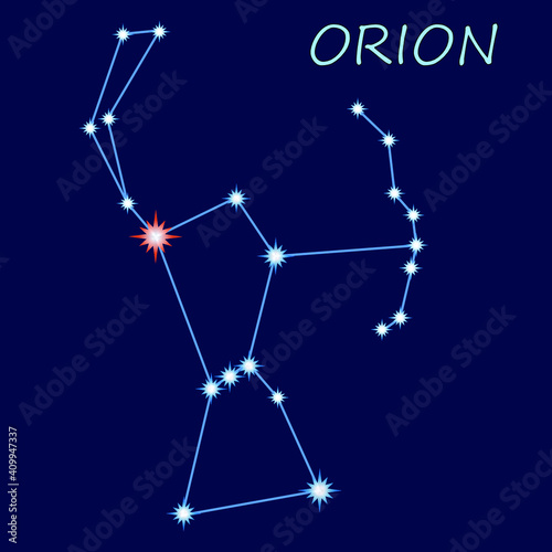 Icon of the Orion constellation. The layout of the stars in the constellation. photo