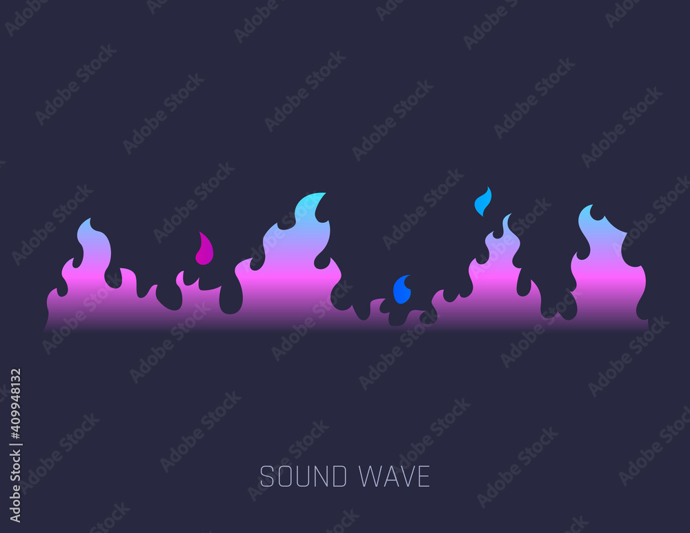 Fire music sound waves. Concept musical bar. Audio digital equalizer technology, console panel, musical pulse. Dynamic light flow, with neon light effect