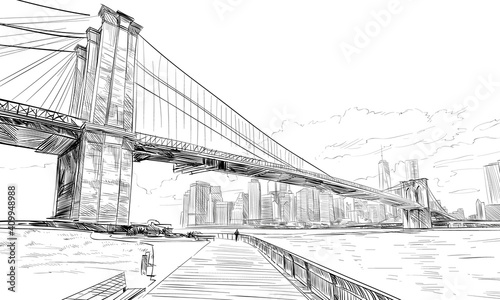 New York. USA. Hand drawn city sketch. Vector illustration.
