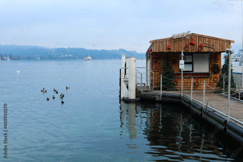 small hut by the sea in switzerland 