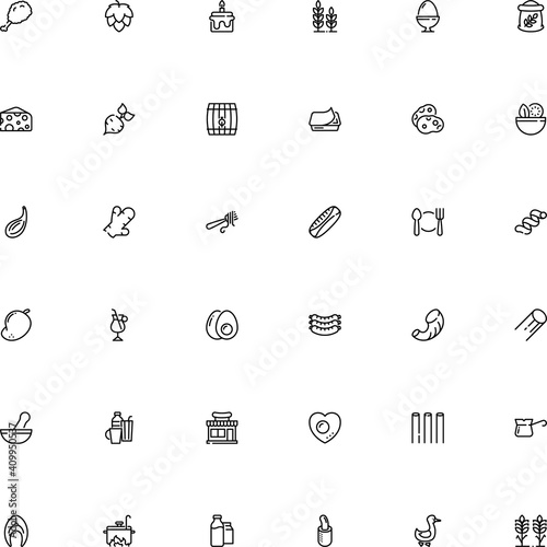 icon vector icon set such as: bucatini, french, martini, mortar and pestle, rigatoni pasta shape, juice, barrel, medical, barbecue, building, key, tin, image, top, microbe, seafood, rectangular