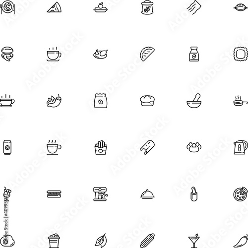 icon vector icon set such as: medical, sliced, fork, dome, dessert, gourmet, herb, celebrate, cake, submarine, pizzeria, tagliatelle, garden, mortar and pestle line icon, package, delicacy, foods