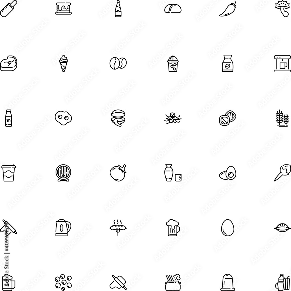 icon vector icon set such as: garden, martini, electric, korea, thermal, saucepan, mustard, grey puffball, gourmet, disposable, bud, business, sodium, chile, rye, sugar, korean, shiitake, single