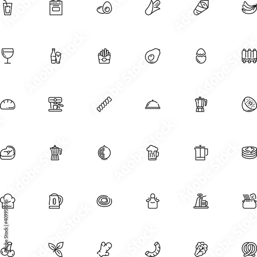 icon vector icon set such as  dome  freshness  fry  ham  stove  work  company  slow  clip  curves  hat  ginger  flour  japan  hotel  brewery  husk  grocery  fork  glyph  refreshment  colander  dining