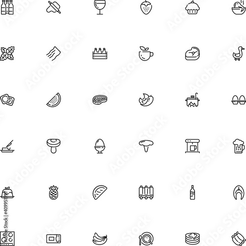 icon vector icon set such as: shape, full, decoration, image, cappuccino, pizza, wooden, curves, chocolate, salmon, turkey, container, pack, chinese, group, consumer, leg, pappardelle, utensil, neck