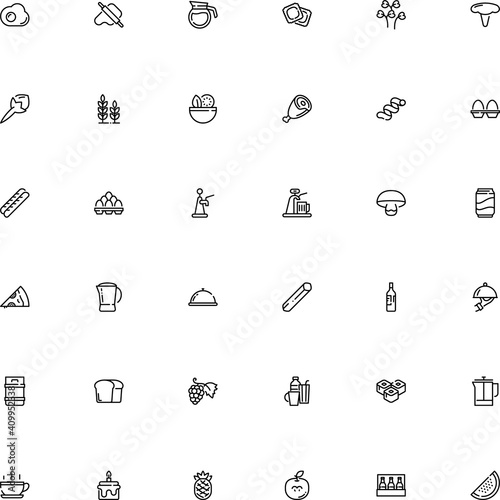 icon vector icon set such as: eggshell, oriental, harvest, wooden, vitamin, fried, riccioli pasta shape, vineyard, yolk, button, drumstick, boiled, beef, barbecue, asian, leg, standing, foodstuff