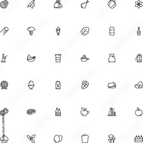 icon vector icon set such as: soda, sketch, roller, form, forest, pepperoni, biscuit, editable, monochrome, bunch, maker, vegan, tool, preparation, spare, dough, grill, anise, rare, cone, cappuccino