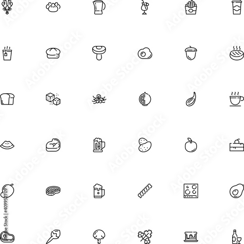 icon vector icon set such as: chinese, plastic, russula, parsley, apple, takeaway, sirloin, lobster, teapot, flour, technology, juice, t-bone, wineglass, grain, sum, americano, mango, badge, lamb