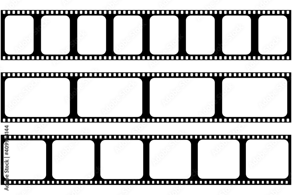 Set of film frame on a transparent background. Vector illustration.
