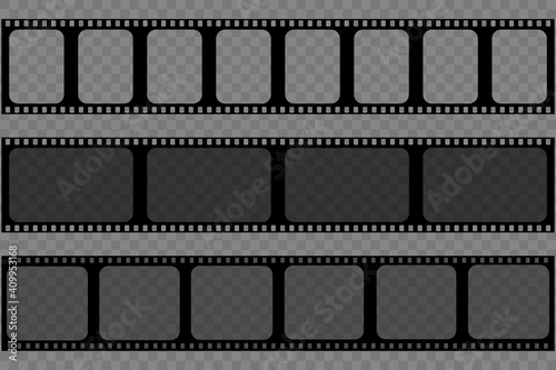 Set of film frame on a transparent background. Vector illustration.