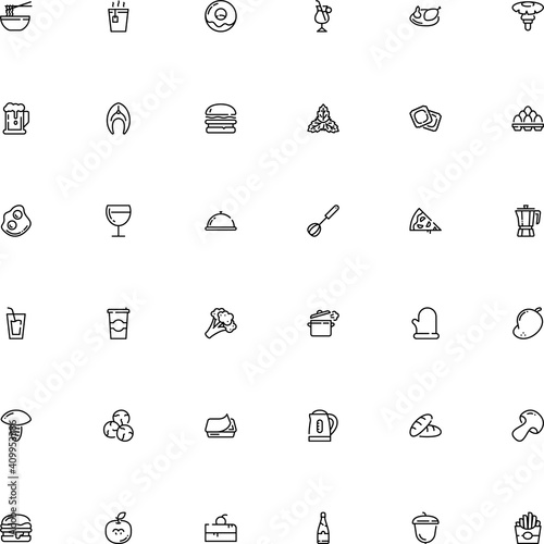 icon vector icon set such as: waiter, liquor, wheat, accessory, omelette, peppermint, dome, spaghetti, oven, hotel, sedative, latte, maker, homemade, vegan, birthday, bottle, poultry, whip, logotype