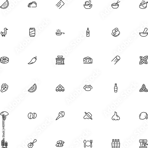 icon vector icon set such as: barbecue, tagliatelle, winery, cutlery, stem, yolk, cannelloni pasta shape, taco, town, technology, slicer, wide, form, barley, dim, ruote, fry, tonic, scrambled, circle