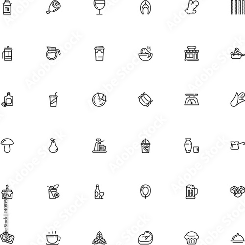 icon vector icon set such as: champignon, sedative, mushrooms, garden, popular, short, catering, drinking beer, pastry, mentha, household, cupcake, sweet-corn, bake, roast, capellini, turkish, cola