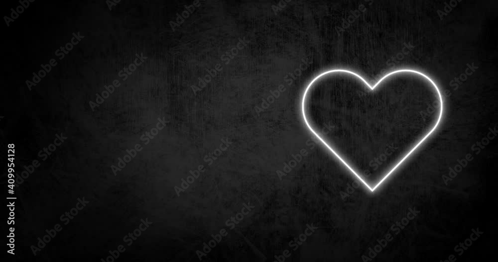 Animation of white neon heart flashing on a black background Animation of white neon heart flashing on a black background