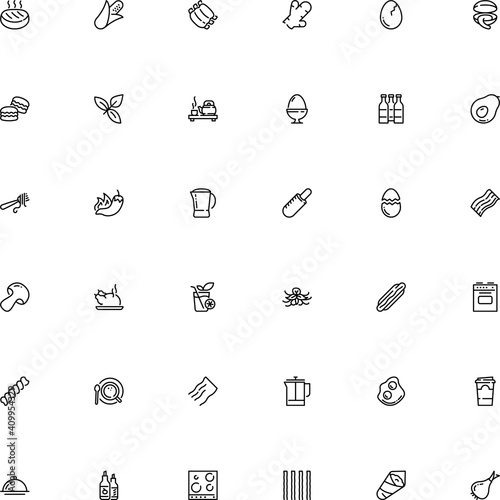 icon vector icon set such as: lard, dome, wide, metal, pepper, culture, tropical, juicy, furnace, bread, omelette, cardboard, plastic, disposable, emblem, fork, boiled, print, electrical, avocado