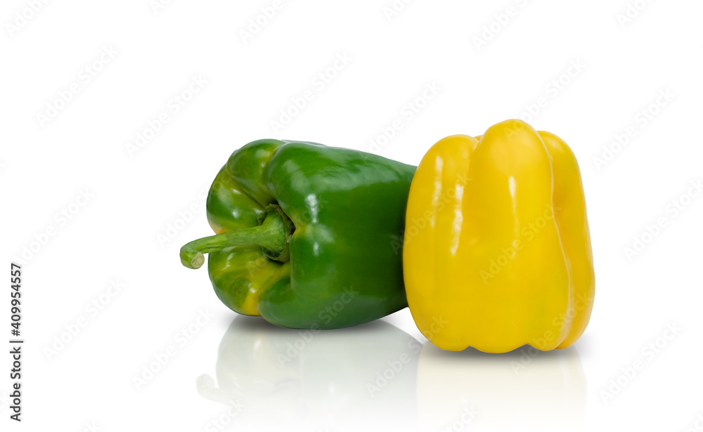 Sweet pepper green, yellow paprika, isolated on white background Sweet pepper green, yellow paprika, isolated on white background