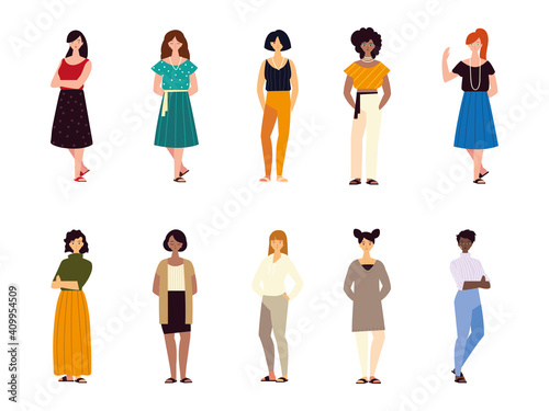 group women female characters different nationalities culture