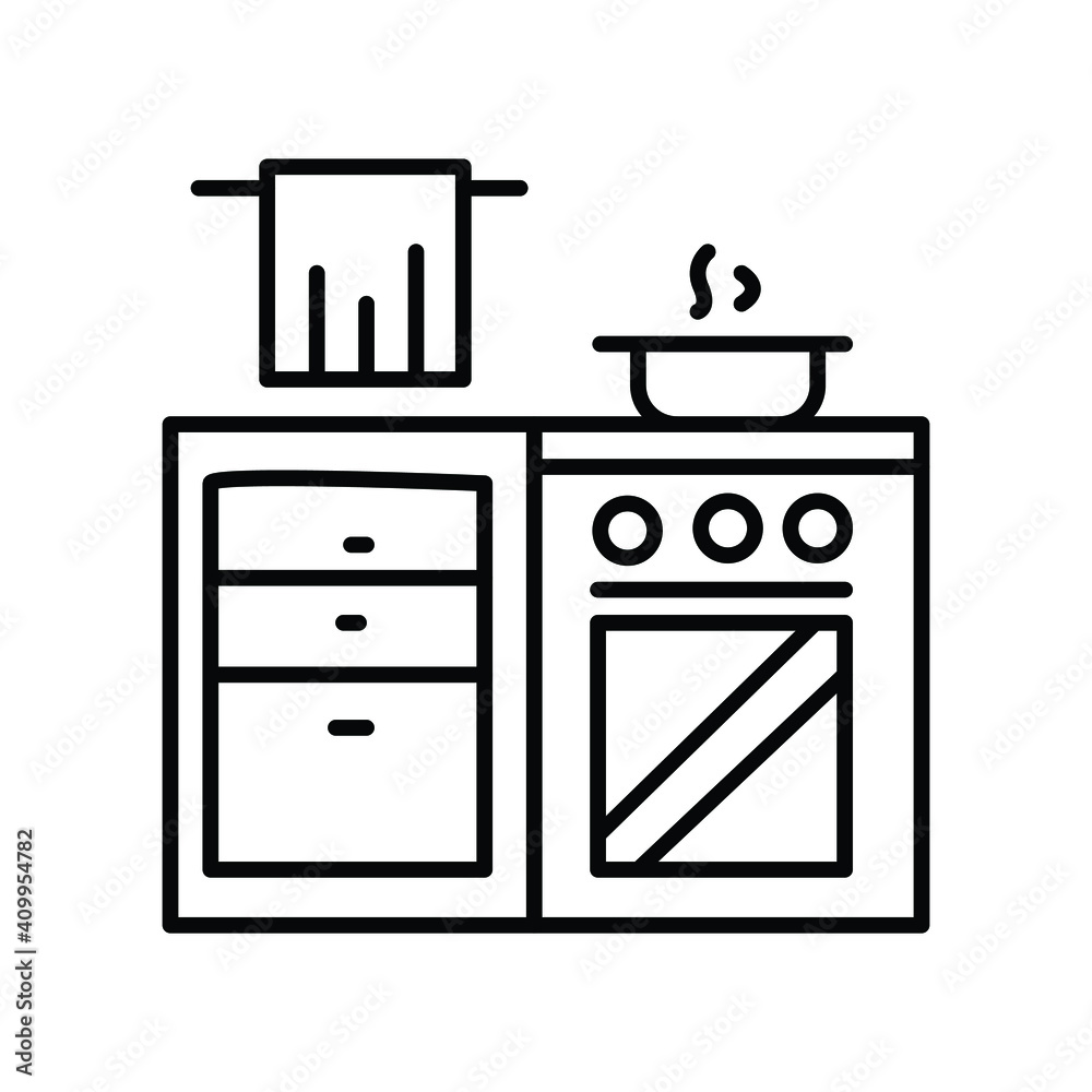 set of the kitchen equipment line icon set of the kitchen equipment line icon