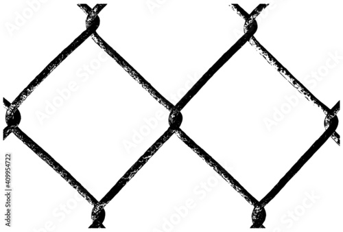 Chain link fence on white background 