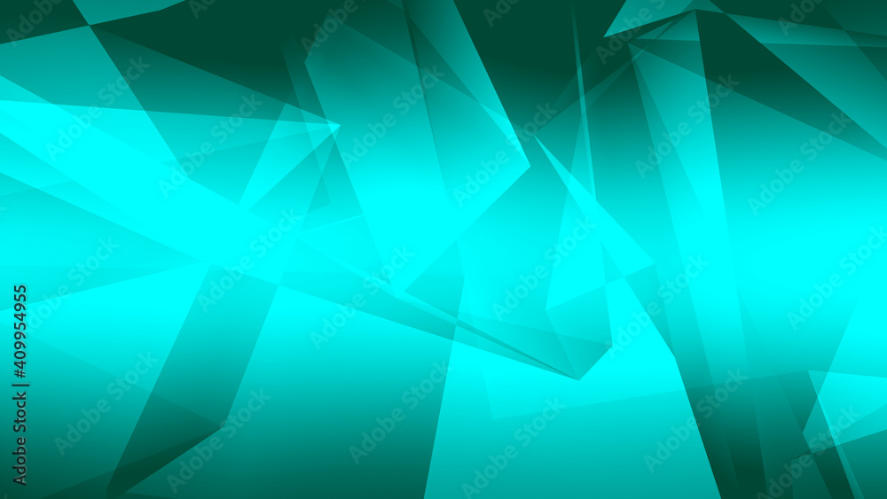 Obraz premium Abstract blue green polygon triangle pattern gradient background. 3d render illustration.