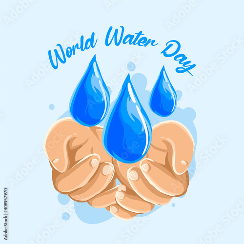 vector of world water day lettering with blue color