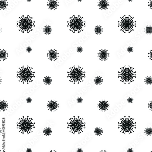 Viruses bacteria seamless pattern. Repetitive vector illustration of flat black viruses on transparent background. Virus Infection Epidemic. 