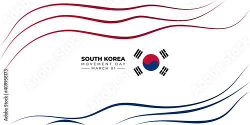 South Korea Independence movement day. Flying Red and blue line background design. good template for South Korean national day design.