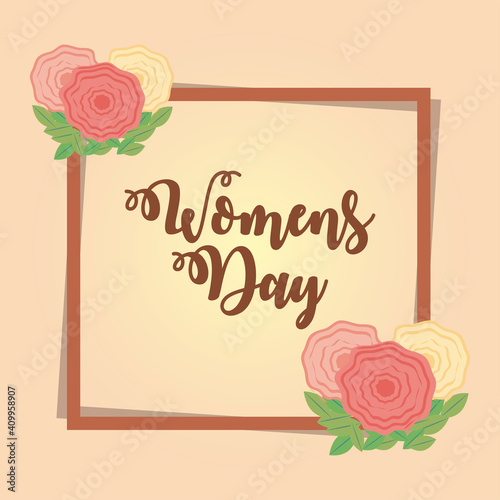 womens day, invitation card flowers celebration in cartoon style
