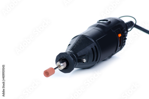 Electric mini drill on white background isolation