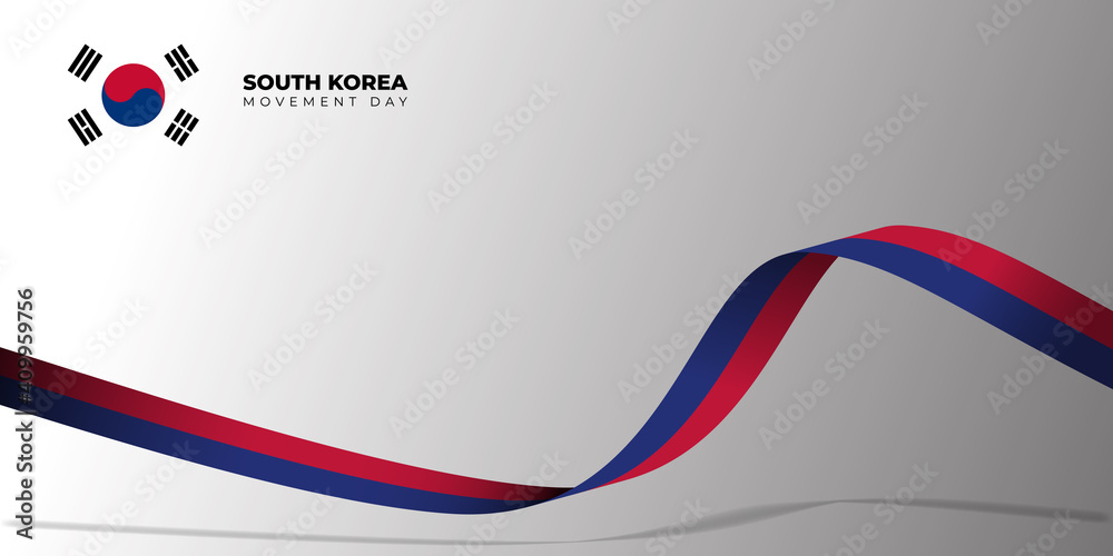 Fototapeta premium South Korea Independence movement day. waving Red and blue banner design. good template for South Korean national day design.