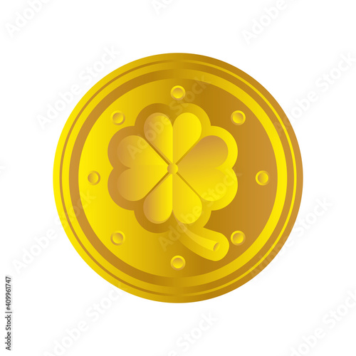 happy st patricks day gold coins treasure icon detailed style