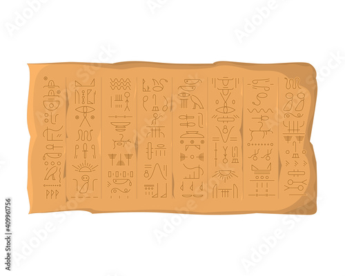 Cartoon Color Egyptian Hieroglyphs Board Concept. Vector