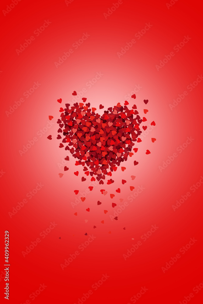 Valentine's day 3d illustration with hearts on isolated background