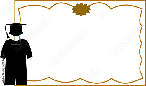卒業証書のフレーム　帽子とガウン