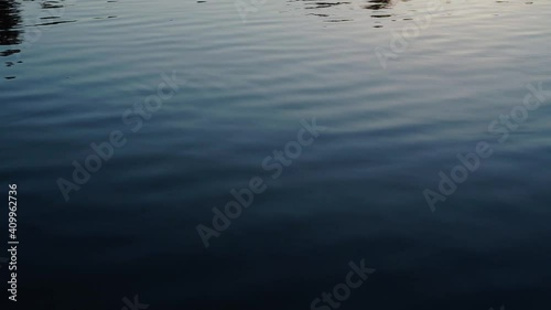 Blue water lake on sunset 