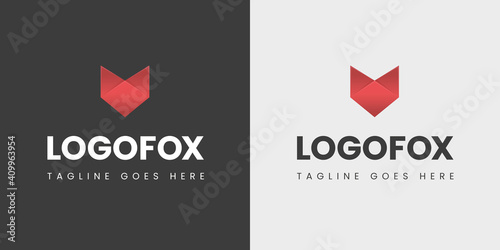 Flat logo design. Minimal and clean line fox logo template for business or personal.